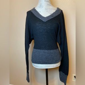 Free People Sequin Embellished Wool Sweater Black and Gray Size Small/Petite